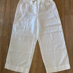 J. Jill White Linen Cropped Pants